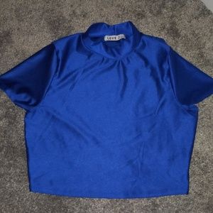 Short Sleeve Crop Top - Royal blue Size Large